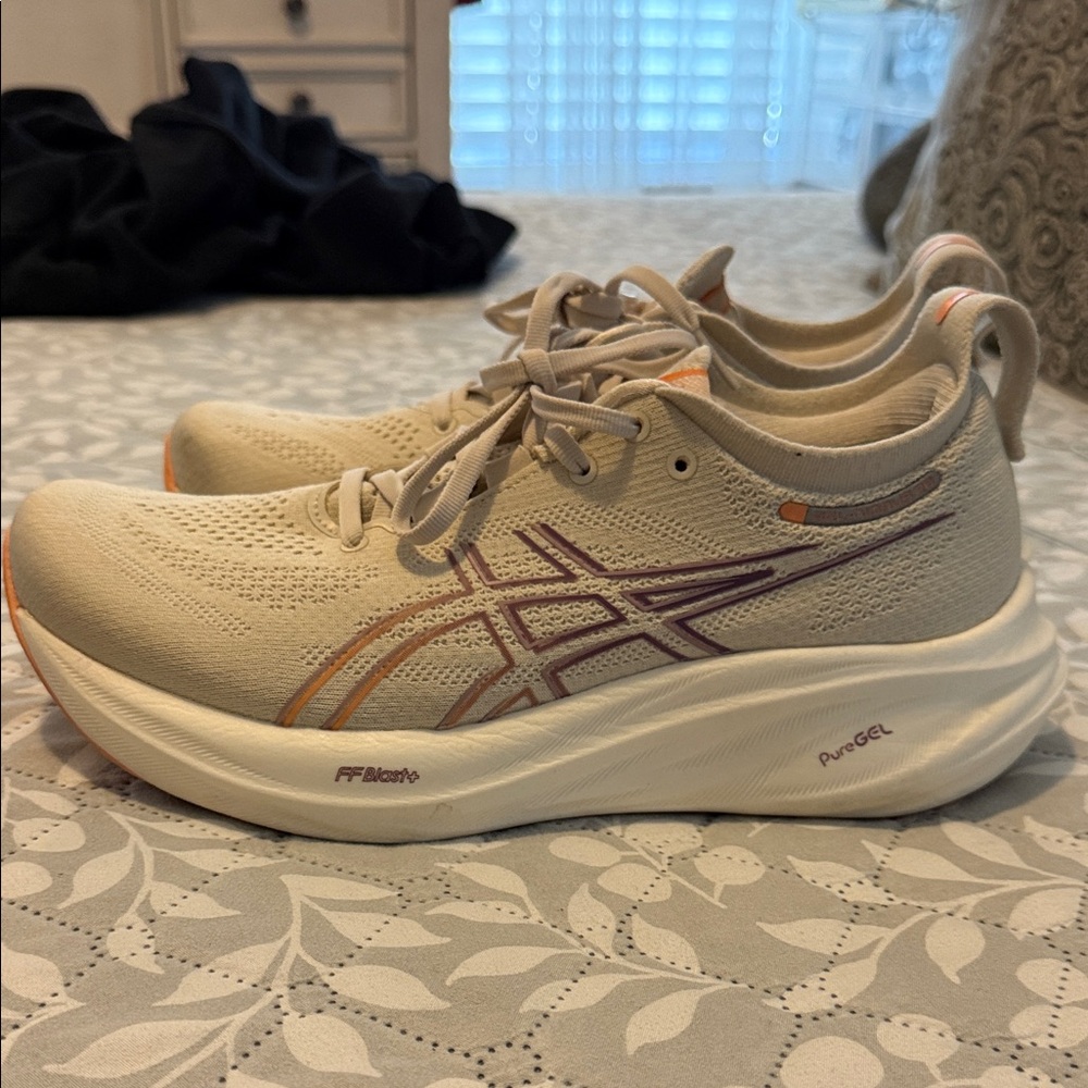 ASICS Women's Athletic Shoes - Cream and Purple